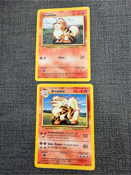 pokemon cards growlithe Pokmon TCG: RR 078/076 M6 Storm Emeralda Colorless Artist Growlithe & Arcanine Vintage Pokemon